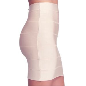 Bebe High Waisted Beige Bandage Bodycon Mini Skirt Cocktail Party Date Night XS